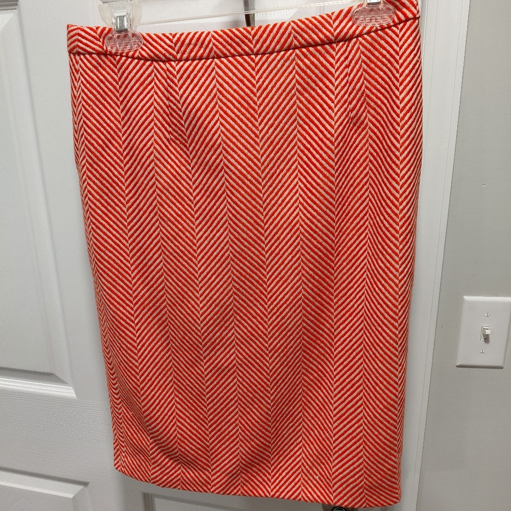 Orange Chevron Women's Skirt Wool Blend Boden Sz 6 New